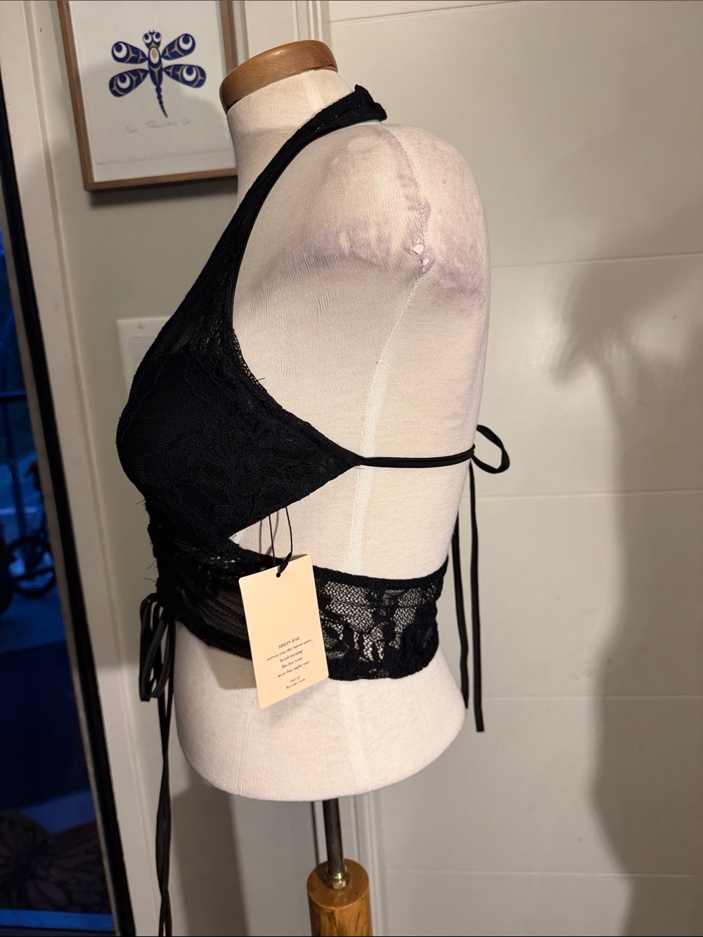 Aritzia Black Lace Halter Corset Bralette Top - Picture 2 of 7
